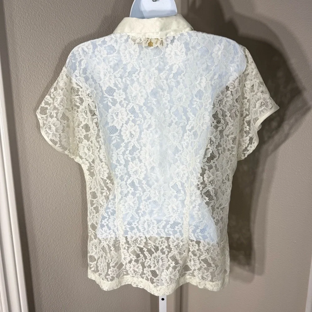 Victoria Secret Vintage Gold Label Lace‎ with Satin collar Top Size Medium